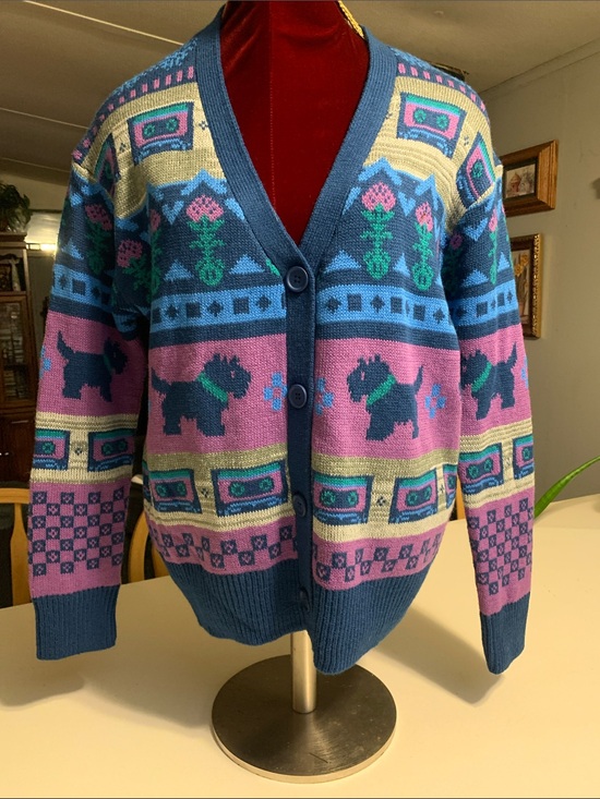 No Boundaries Sweaters - Stranger Things Inspired Blue & Purple Scottie Dog Cardigan Sweater NWzt
